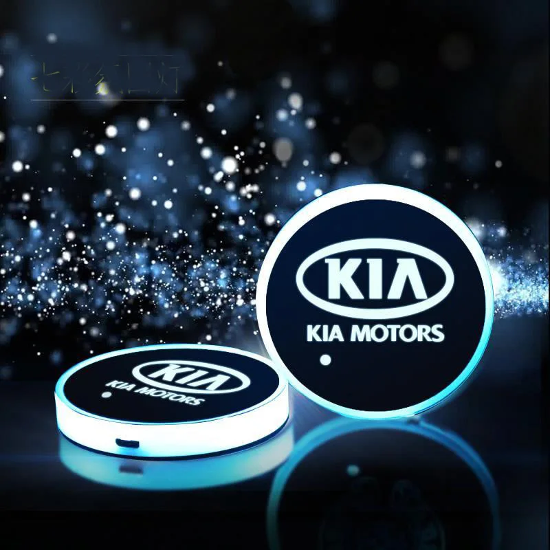 

2pcs Car Logo Cup Holder LED Lights for KIA OPTIMA K5 K2 K3 K7 KX1 KX3 KX5 KX7 CERATO Sorento sportage Rio 2 3 4 5 XCeed Seltos
