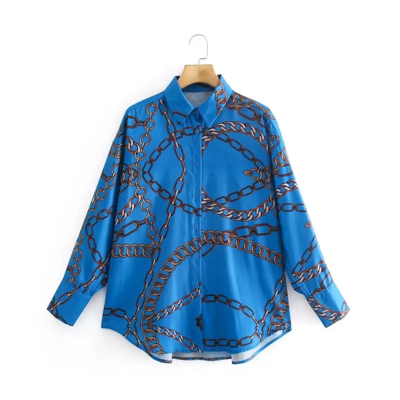 Merodi Womens Spring Autumn Casual Turn-Down Collar Single Breasted Blue Shirts Girls Fashion Chain Print Holiday Style Blouse
Merodi Womens Spring Autumn Casual Turn-Down Collar Single Breasted Blue Shirts Girls Fashion Chain Print Holiday Style Blouse