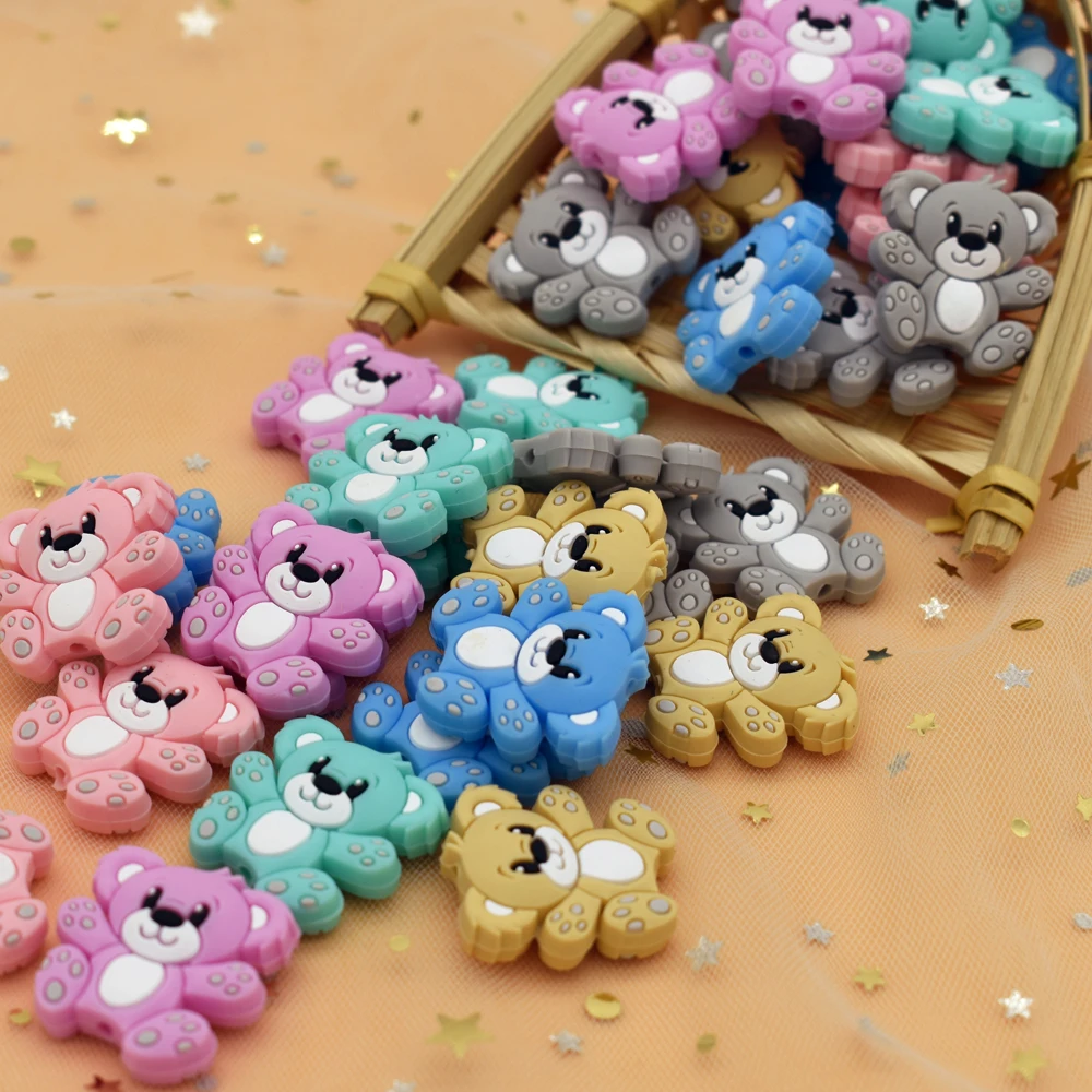 

10pcs Silicone Beads Baby Teething Toys Food Grade Silicone Koala Tiny Rod Rodent Newborn Teether Bead DIY Pacifier Chain Pendan