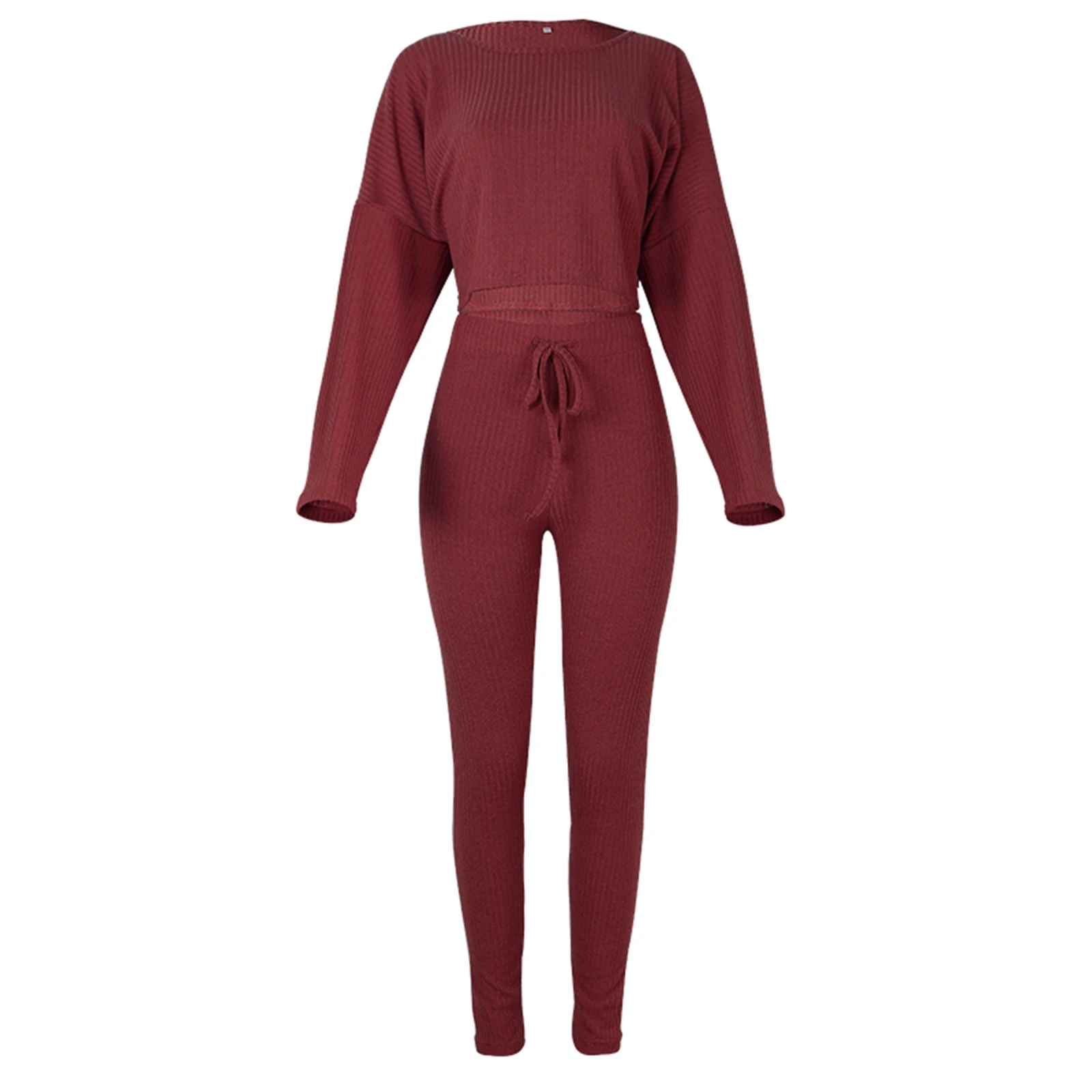 Womens Two Piece Casual Clothes Fashion Solid Color Long-sleeved Boat Neck Top and High Waist Lace-up Trousers
Womens Two Piece Casual Clothes Fashion Solid Color Long-sleeved Boat Neck Top and High Waist Lace-up Trousers