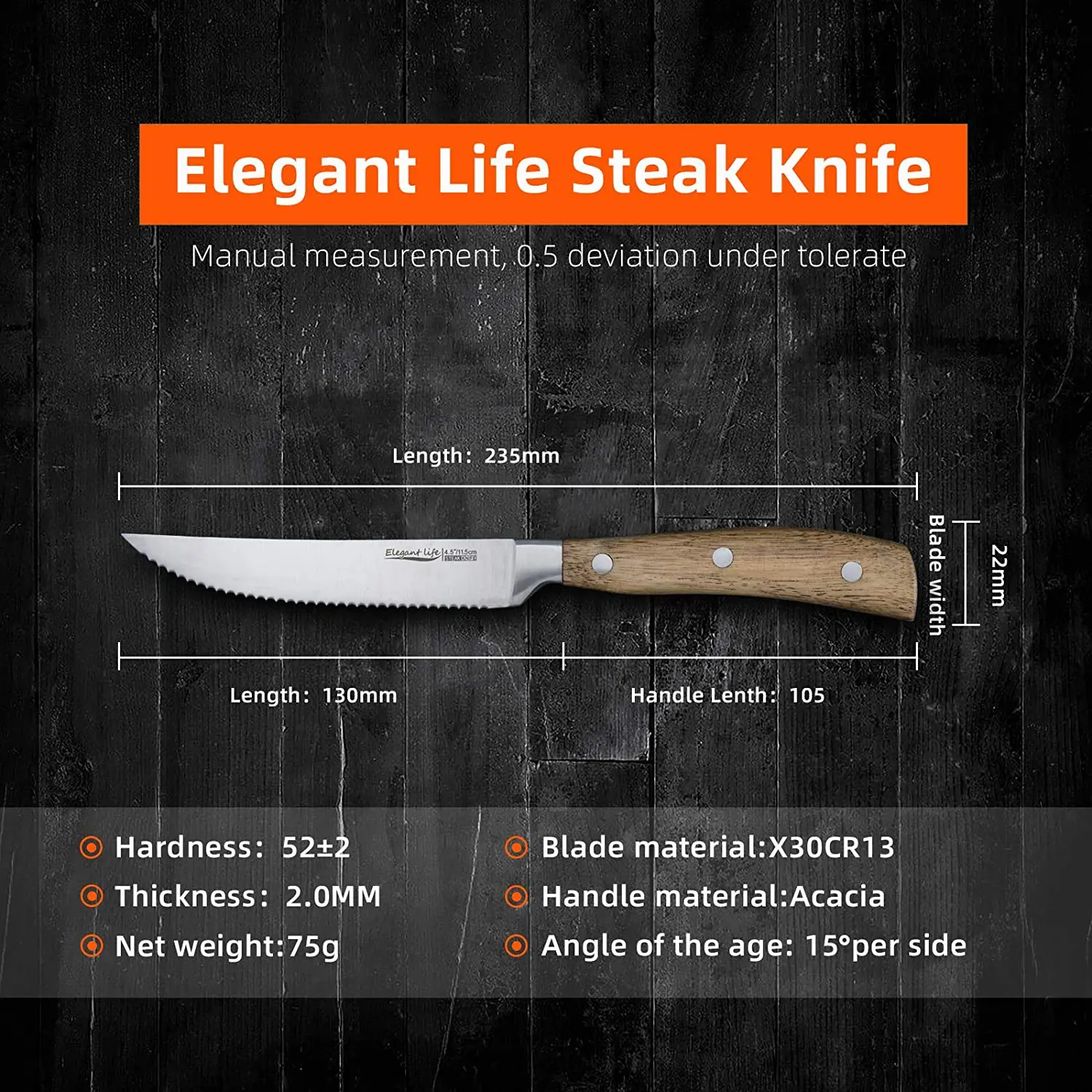 4PCS Steak Knife Kitchen Knife Set Steak Knives Professional Japanese Stainless Steel Wood Serrated Cut Steaks Lamb Chops Pork
4PCS Steak Knife Kitchen Knife Set Steak Knives Professional Japanese Stainless Steel Wood Serrated Cut Steaks Lamb Chops Pork
