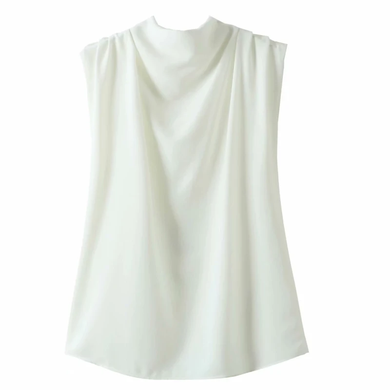 Cowl Collar T Shirts for Women Summer Sleeveless Tops Office Ladies Clothes 2021 Elegant Female Blouse White Khaki 90s Aesthetic
Cowl Collar T Shirts for Women Summer Sleeveless Tops Office Ladies Clothes 2021 Elegant Female Blouse White Khaki 90s Aesthetic