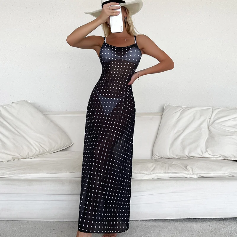 Summer Sexy Beach Bikini Cover-Ups Female Dot Sling Long Dress For Women Swim Wear Beachwear Coverups Girls Bathing Suit 2021
Summer Sexy Beach Bikini Cover-Ups Female Dot Sling Long Dress For Women Swim Wear Beachwear Coverups Girls Bathing Suit 2021
