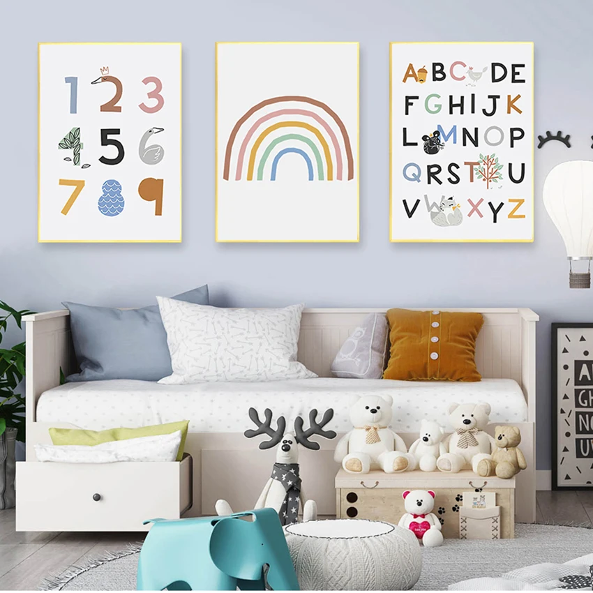 Nursery Wall Art Educational Painting Decorative Picture ABC Poster Alphabet Number Posters And Prints Rainbow Canvas Print Baby
Nursery Wall Art Educational Painting Decorative Picture ABC Poster Alphabet Number Posters And Prints Rainbow Canvas Print Baby