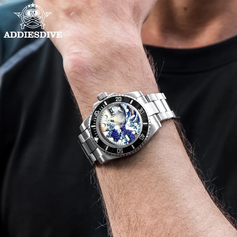 addiesdive Automatic Watches surf Black C3 bgw9Luminous Dial Ceramic bezel 20bar Waterproof Stainless Steel NH35 Mens Dive watch
addiesdive Automatic Watches surf Black C3 bgw9Luminous Dial Ceramic bezel 20bar Waterproof Stainless Steel NH35 Mens Dive watch