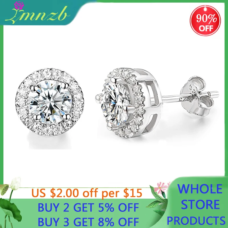 LMNZB Real 925 Sterling Silver Simple Stud Earrings For Women Dazzling 5A Cubic Zirconia Earring Engagement Wedding Fine Jewelry
LMNZB Real 925 Sterling Silver Simple Stud Earrings For Women Dazzling 5A Cubic Zirconia Earring Engagement Wedding Fine Jewelry