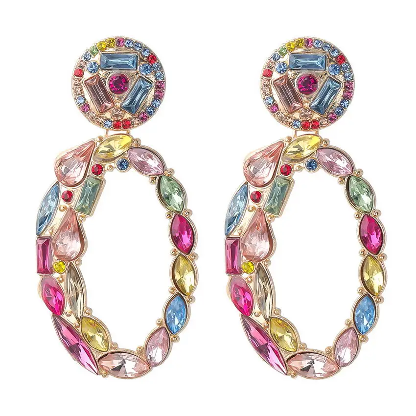 Magnificent Open Oval Pendant Paved Colorful Rhinestone Earrings for Women Baroque Style Noble Ladies Jewelry Boutique Quality
Magnificent Open Oval Pendant Paved Colorful Rhinestone Earrings for Women Baroque Style Noble Ladies Jewelry Boutique Quality