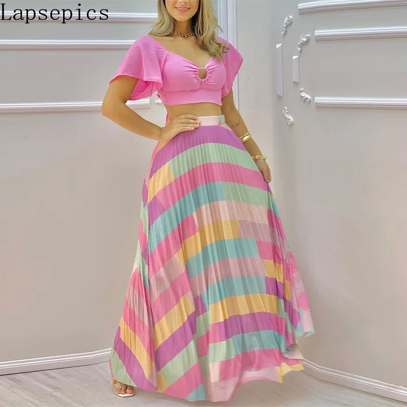Модный однотонный короткий топ с рукавом-колоколом и V-образным вырезом + длинная юбка в полоску, женские комплекты из 2 предметов, подходящи...
Модный однотонный короткий топ с рукавом-колоколом и V-образным вырезом + длинная юбка в полоску, женские комплекты из 2 предметов, подходящи...
