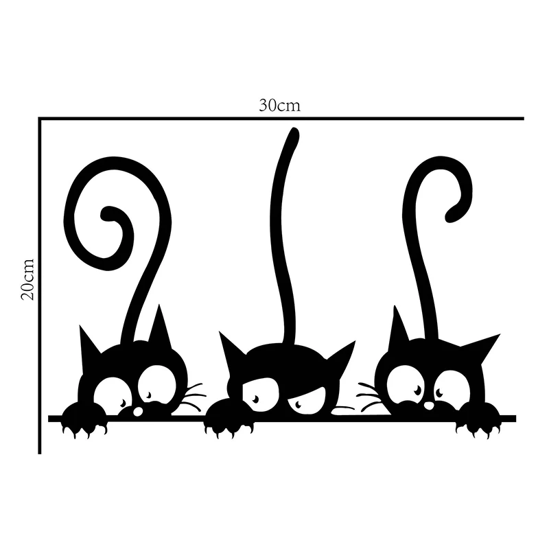 Wall Door Stickers Cute Three Cats Animal Pattern Household Room Window Removable Waterproof Mural Decor Decal | Дом и сад