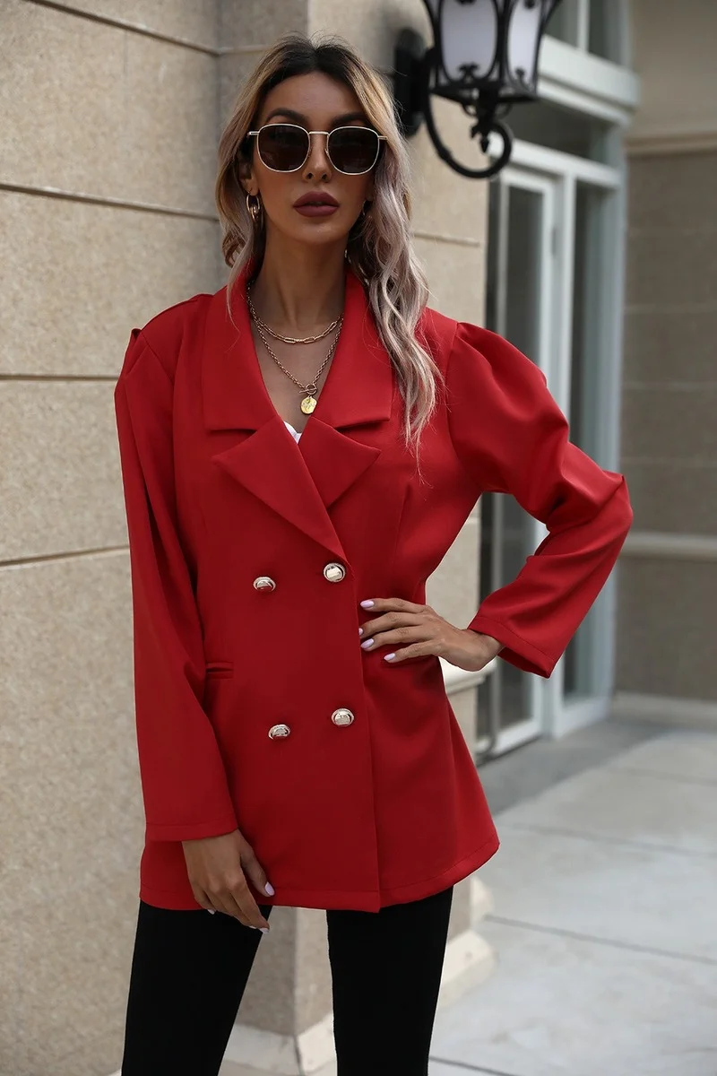 Classic Mid-Length Solid Colors Blazer Office Lady Double Breasted Casual Commute Blazer 2021 New Women Simple Formal Clothing
Classic Mid-Length Solid Colors Blazer Office Lady Double Breasted Casual Commute Blazer 2021 New Women Simple Formal Clothing