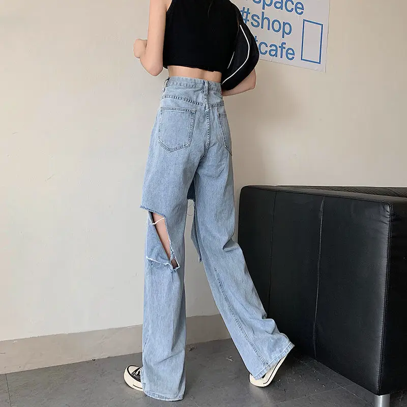 2021 summer's new Korean style elegant high waist and thin wide leg pants