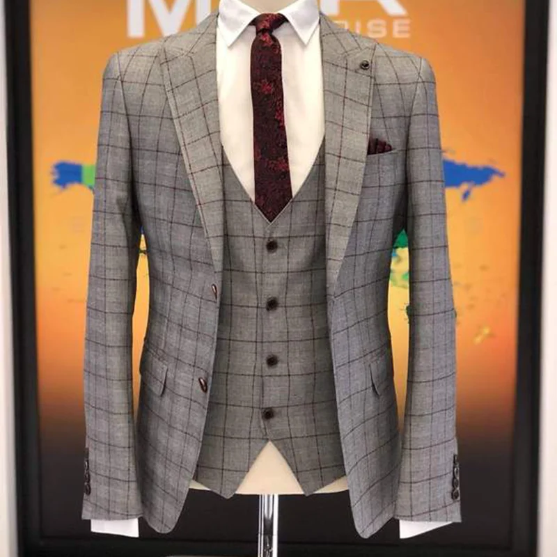 Plaid Mens Suit for the Groom Three Pieces Herringbone Costume Homme Mariage Peaky Blinders Latest Vest Design Jacket Pants
Plaid Mens Suit for the Groom Three Pieces Herringbone Costume Homme Mariage Peaky Blinders Latest Vest Design Jacket Pants