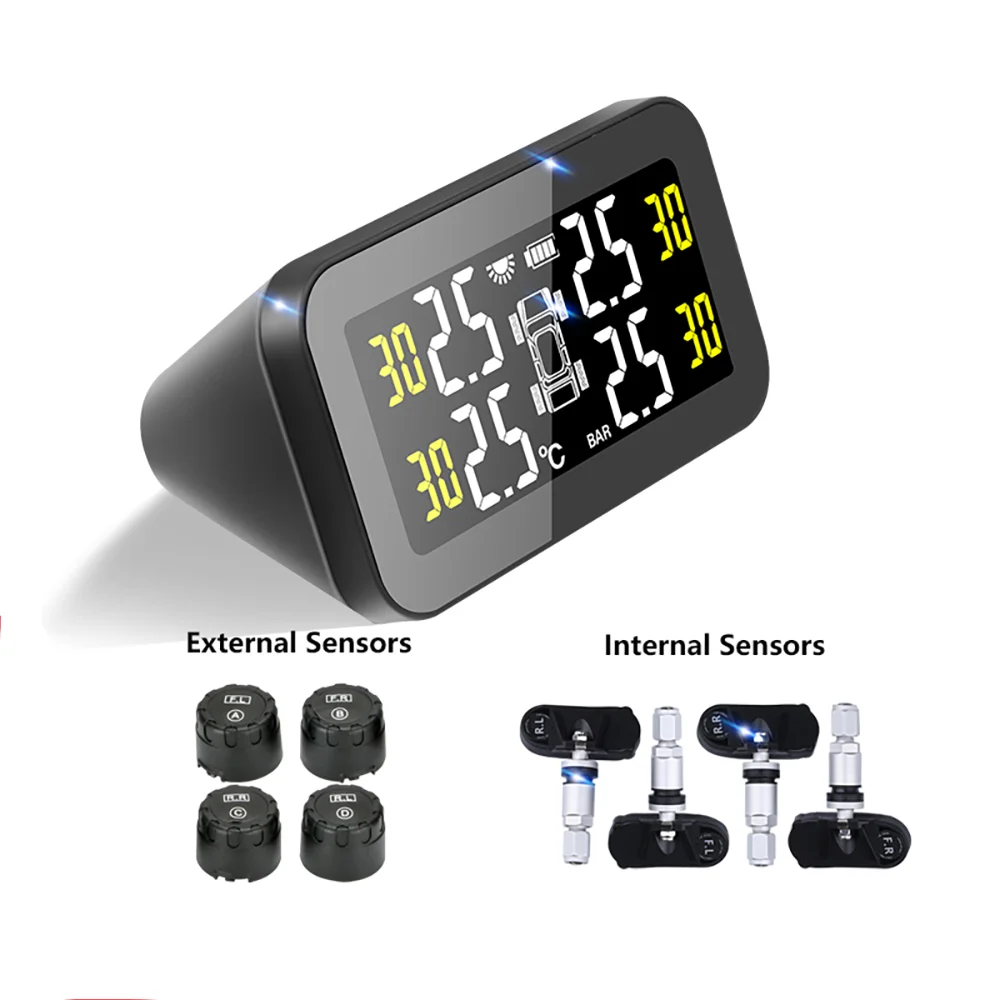 Car TPMS Wireless Tire Pressure Monitoring System Solar Power Charging Car TPMS LED Display with 4 Internal or External Sensors
Car TPMS Wireless Tire Pressure Monitoring System Solar Power Charging Car TPMS LED Display with 4 Internal or External Sensors