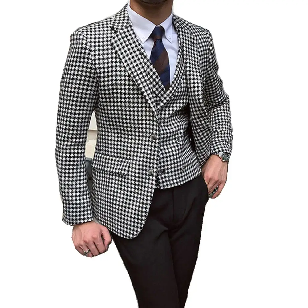 Houndstooth Three Pieces Men Suits Set Two Buttons Groomsmen Notch Lapel Groom Tuxedos Men Wedding Prom Dinner Best Man Blazer
Houndstooth Three Pieces Men Suits Set Two Buttons Groomsmen Notch Lapel Groom Tuxedos Men Wedding Prom Dinner Best Man Blazer