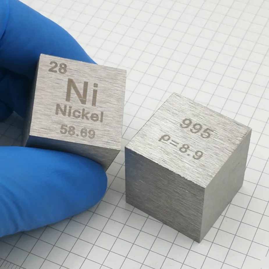 

Nickel metal in the periodic table- Cube Side length is one inch (25.4mm) and weight is about 145.7g 99.5%