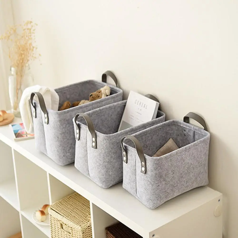 

Foldable Felt Storage Bins Baskets Containers with Handles for Home Closet Bedroom Drawers Toys Organizers Large Medium Small