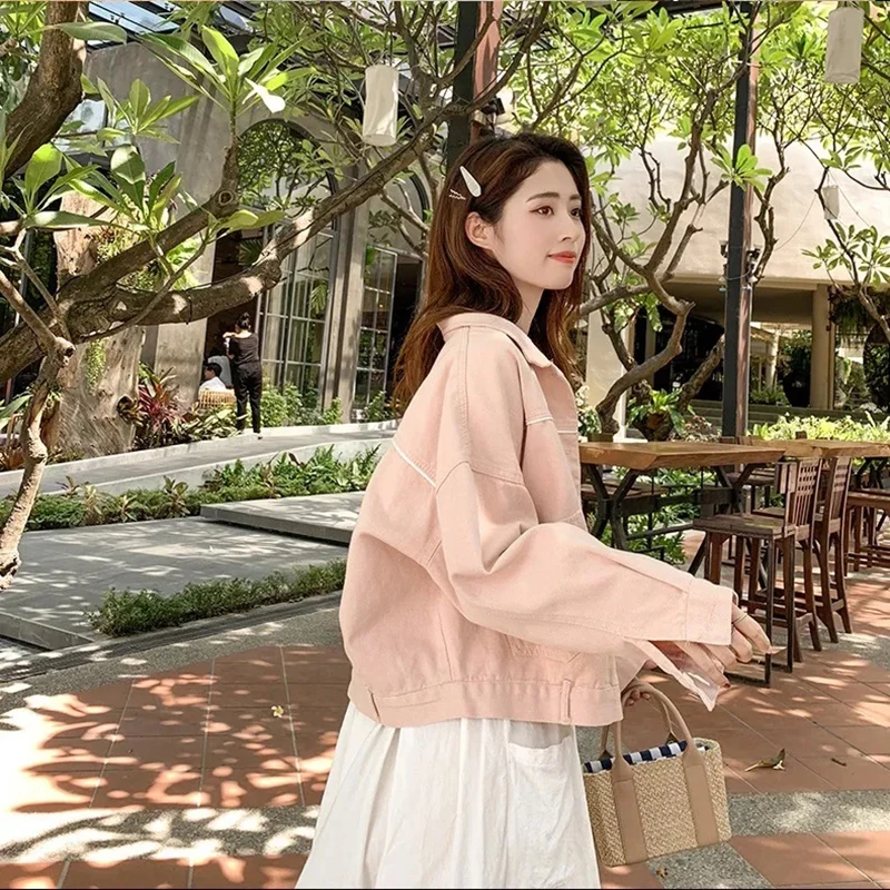 Korean Style Autumn Single-breasted Sweet Pink Jean Jacket Fashion Long Sleeve Loose Denim Jacket Vintage Preppy Kawaii Jackets
Korean Style Autumn Single-breasted Sweet Pink Jean Jacket Fashion Long Sleeve Loose Denim Jacket Vintage Preppy Kawaii Jackets