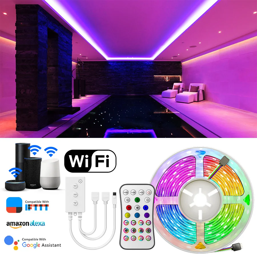 SMD 5050 Led Strip Light RGB Smart Wifi APP Control Waterproof 5m 10m Led Tape Flexible Ribbon Led lights for kitchen Christmas
SMD 5050 Led Strip Light RGB Smart Wifi APP Control Waterproof 5m 10m Led Tape Flexible Ribbon Led lights for kitchen Christmas