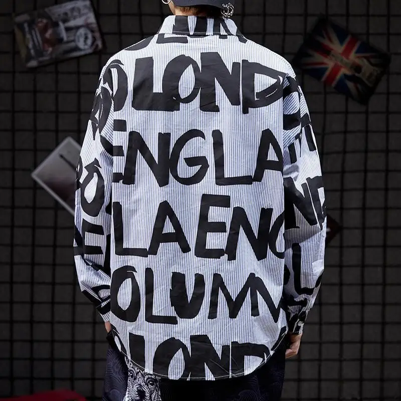 Dark Striped Long-Sleeved Shirt Men's Brand Student All-Match Loose Tops Clothes Autumn Print Turn-Down Collar Jacket 2020
Dark Striped Long-Sleeved Shirt Men's Brand Student All-Match Loose Tops Clothes Autumn Print Turn-Down Collar Jacket 2020