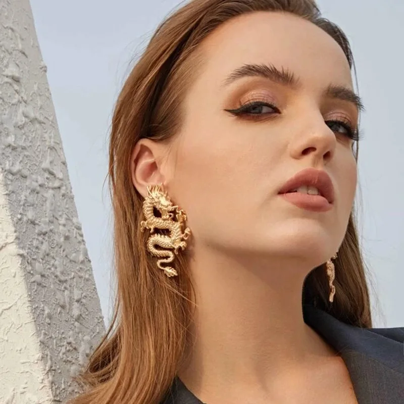 CINKILE New Punk Gold Silver Firery Dragon Stud Earrings For WomenUnique Alloy Animal Totem Statement Earrings Jewelry Gifts
CINKILE New Punk Gold Silver Firery Dragon Stud Earrings For WomenUnique Alloy Animal Totem Statement Earrings Jewelry Gifts