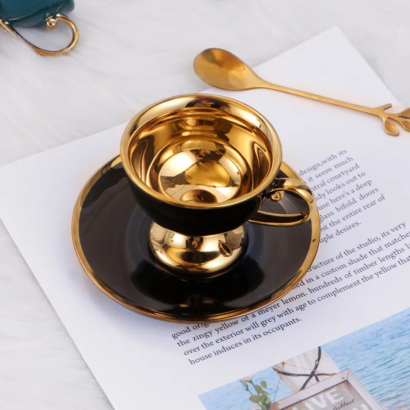 Gold-plated ceramic coffee cup set European coffee cup and saucer ceramic cup set cute cup set 6 cups and saucers
Gold-plated ceramic coffee cup set European coffee cup and saucer ceramic cup set cute cup set 6 cups and saucers