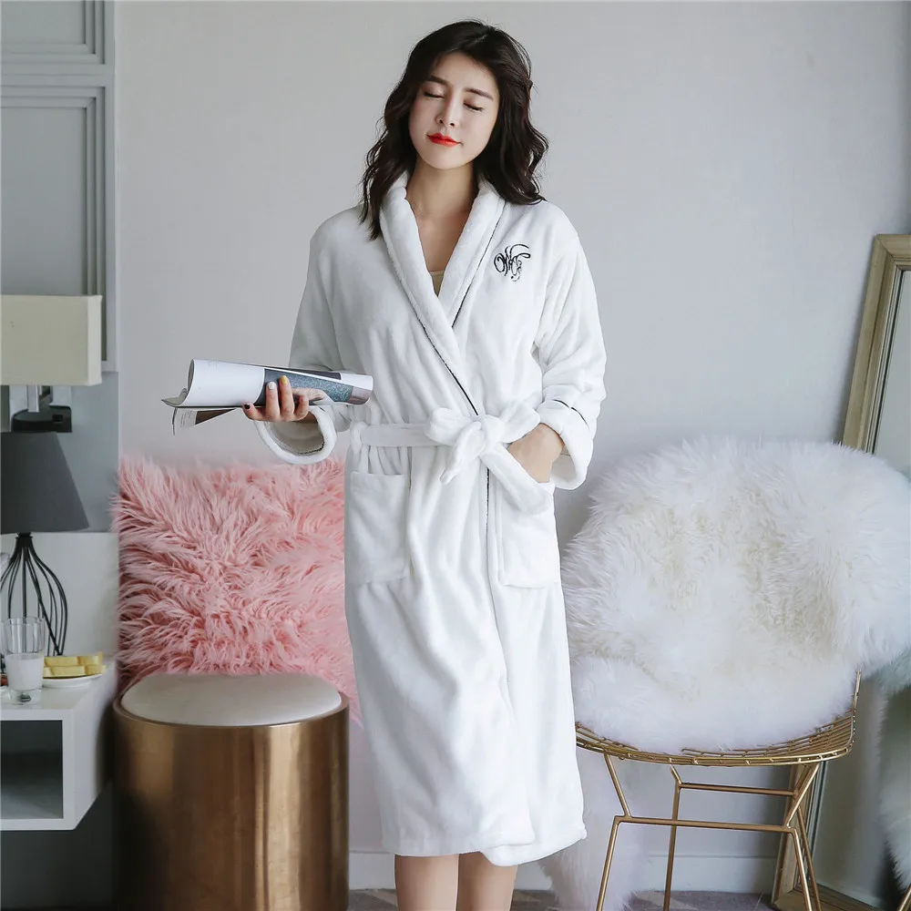 Robe Coral Fleece Casual Clothes Flannel Female Sleepwear Thick Warm Kimono Nightwear Home Wear Autumn Winter Home Clothing
Robe Coral Fleece Casual Clothes Flannel Female Sleepwear Thick Warm Kimono Nightwear Home Wear Autumn Winter Home Clothing