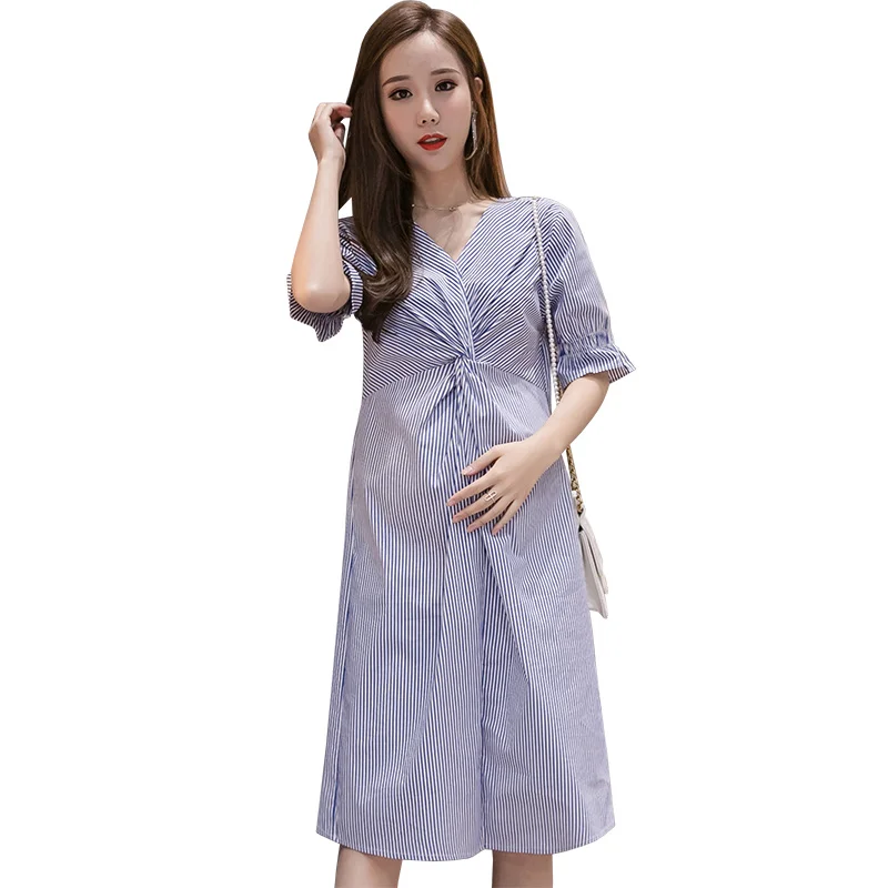 1698# Summer Short Sleeve Striped Maternity Dress A Line Slim Clothes for Pregnant Women Chic Ins Elegant Fashion Pregnancy
1698# Summer Short Sleeve Striped Maternity Dress A Line Slim Clothes for Pregnant Women Chic Ins Elegant Fashion Pregnancy
