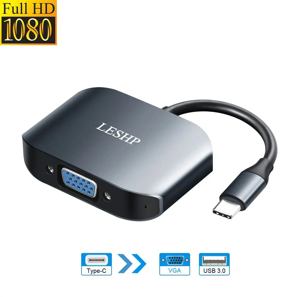 USB-C to USB 3.0 & USB 2.0 & VGA Convertor Cable Adapter Aluminium Alloy Type-C HUB Adapter for Type-C Devices UC28 
USB-C to USB 3.0 & USB 2.0 & VGA Convertor Cable Adapter Aluminium Alloy Type-C HUB Adapter for Type-C Devices UC28