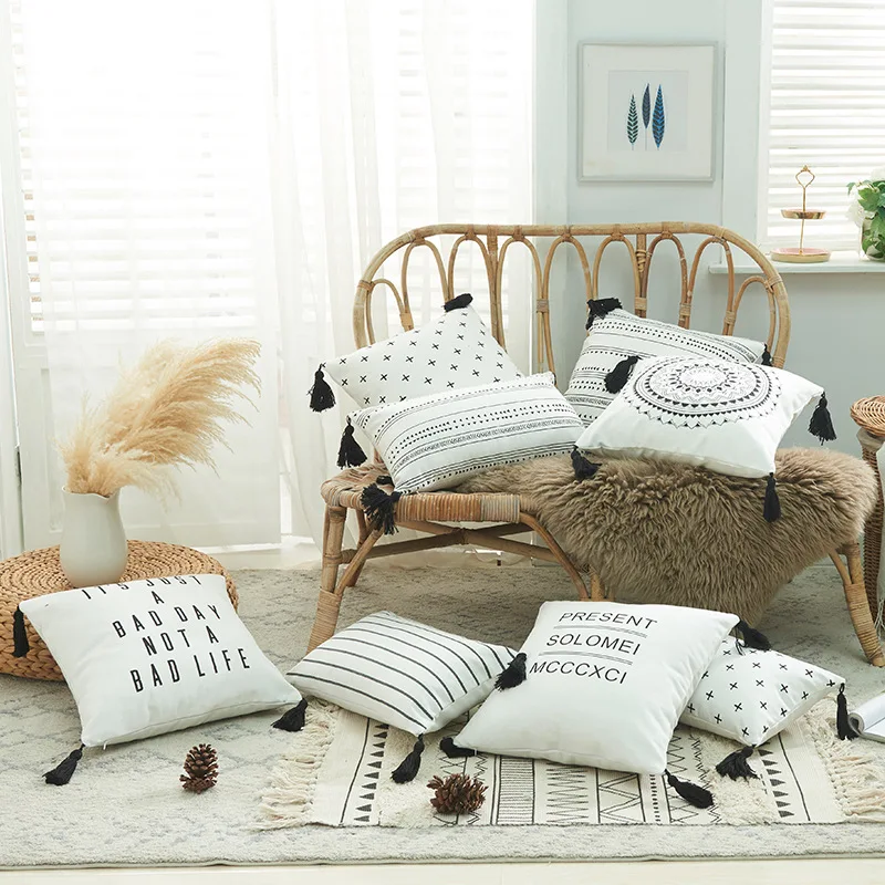 Car seat cushion pillow cotton canvas printing tassel bohemian style waist pillowcase without pillow core sofa cushion
Car seat cushion pillow cotton canvas printing tassel bohemian style waist pillowcase without pillow core sofa cushion