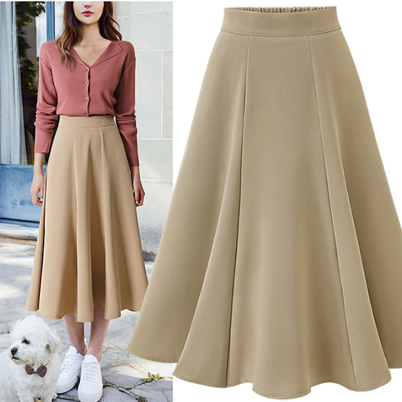JMPRS Autumn Women Long Skirt Elegant A Line Elastic High Waist Solid Color Midi Skirt Fashion Casual Female Streetwear Falda
JMPRS Autumn Women Long Skirt Elegant A Line Elastic High Waist Solid Color Midi Skirt Fashion Casual Female Streetwear Falda