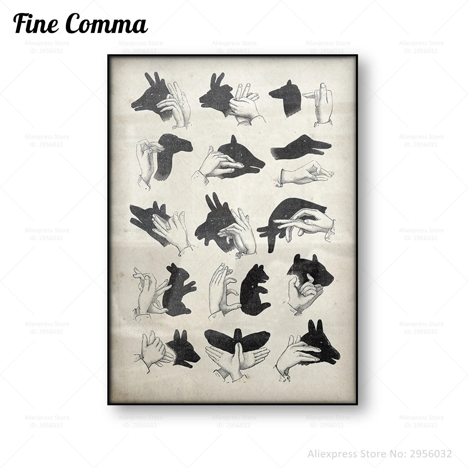 Vintage Poster Hand Shadow Puppets Wall Art Canvas Print Antique Magical Art Animal Canvas Painting Home Decoration Picture
Vintage Poster Hand Shadow Puppets Wall Art Canvas Print Antique Magical Art Animal Canvas Painting Home Decoration Picture