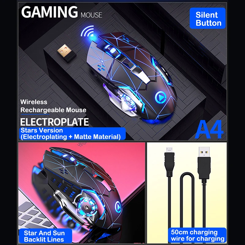 Silent Mouse 2.4g Wireless Professional Gaming Mice 6 button LED Light Mause 1600dpi PC Computer USB Receiver Mouse
Silent Mouse 2.4g Wireless Professional Gaming Mice 6 button LED Light Mause 1600dpi PC Computer USB Receiver Mouse
