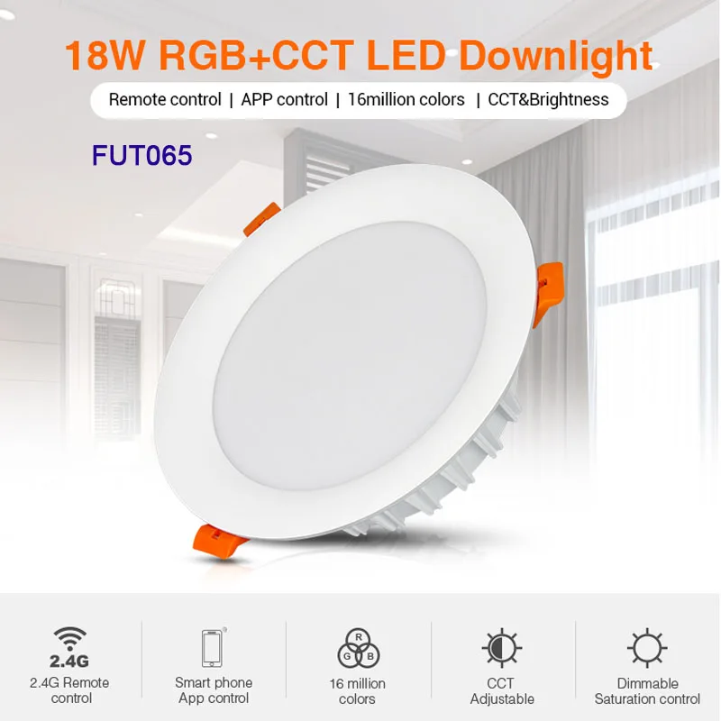 Miboxer LED Downlight 18W RGB+CCT FUT065 AC 100V-240V Round Brightness adjustable LED Ceiling Downlight
Miboxer LED Downlight 18W RGB+CCT FUT065 AC 100V-240V Round Brightness adjustable LED Ceiling Downlight