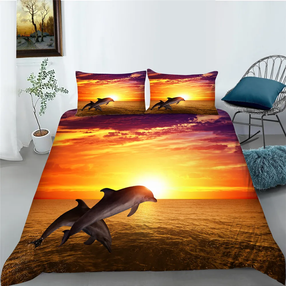 Woman Girl Home Textiles Bedding Cover Suit Sunset and Dolphin Printing Home Bed Clothes Highend Queen Full Size Bed Cover
Woman Girl Home Textiles Bedding Cover Suit Sunset and Dolphin Printing Home Bed Clothes Highend Queen Full Size Bed Cover