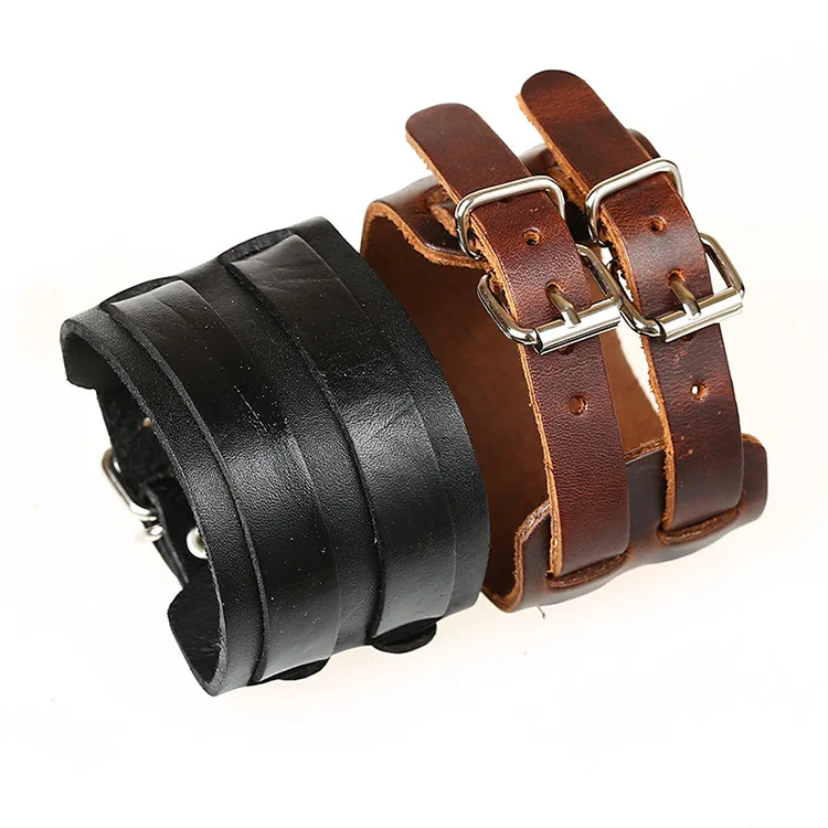 Factory Direct Sale Vintage Leather Bracelet Wide Leather Double Buckle Bracelet for Men and Women Punk Cowhide Bracelet
Factory Direct Sale Vintage Leather Bracelet Wide Leather Double Buckle Bracelet for Men and Women Punk Cowhide Bracelet