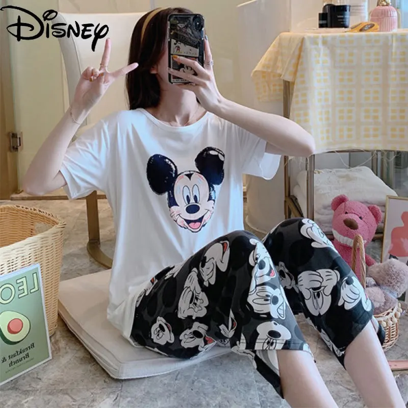 Disney Fashion Ladies Cartoon Print Mickey Minnie Short-sleeved Simple Loose and Comfortable Pure Cotton Fresh Suit
Disney Fashion Ladies Cartoon Print Mickey Minnie Short-sleeved Simple Loose and Comfortable Pure Cotton Fresh Suit
