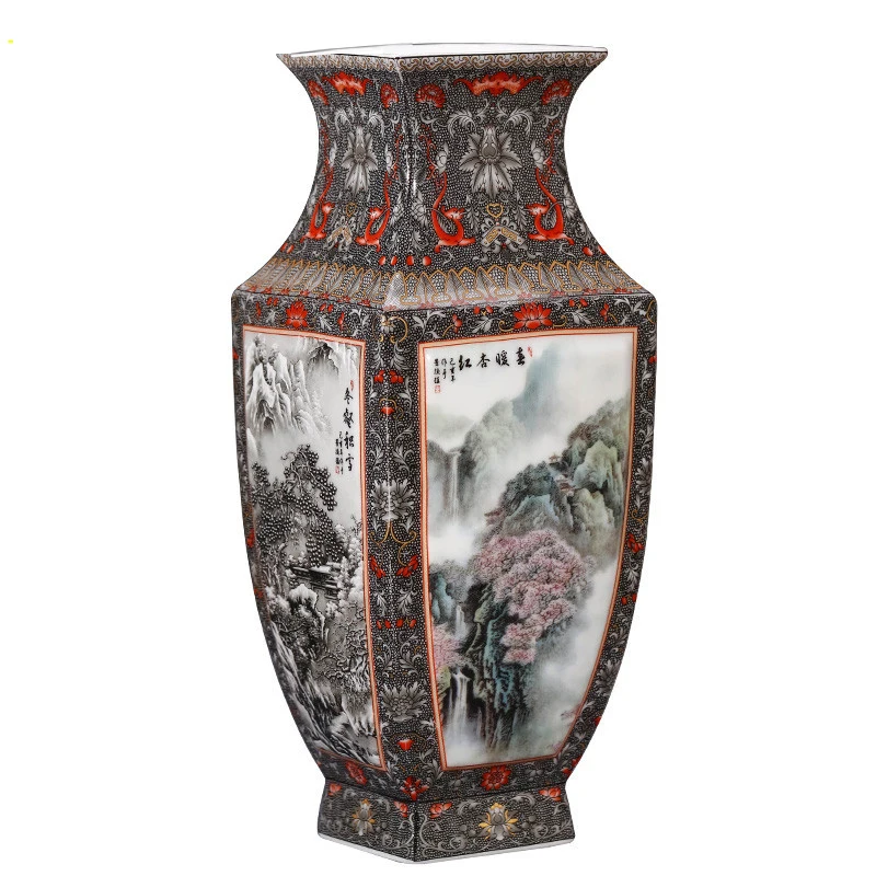 2021 New Chinese Archaize Enamel Ceramic Painting Square Bottle Vase Antique Porcelain Collection Flower Arrangement
2021 New Chinese Archaize Enamel Ceramic Painting Square Bottle Vase Antique Porcelain Collection Flower Arrangement