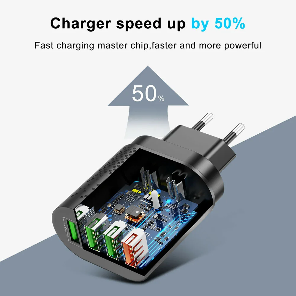 General Qc3.0 4 Port USB Charger 5V/3A Mobile Phone Accessories Smart Charging Head For IPhone Xiaomi Huawei Quick Charging
General Qc3.0 4 Port USB Charger 5V/3A Mobile Phone Accessories Smart Charging Head For IPhone Xiaomi Huawei Quick Charging