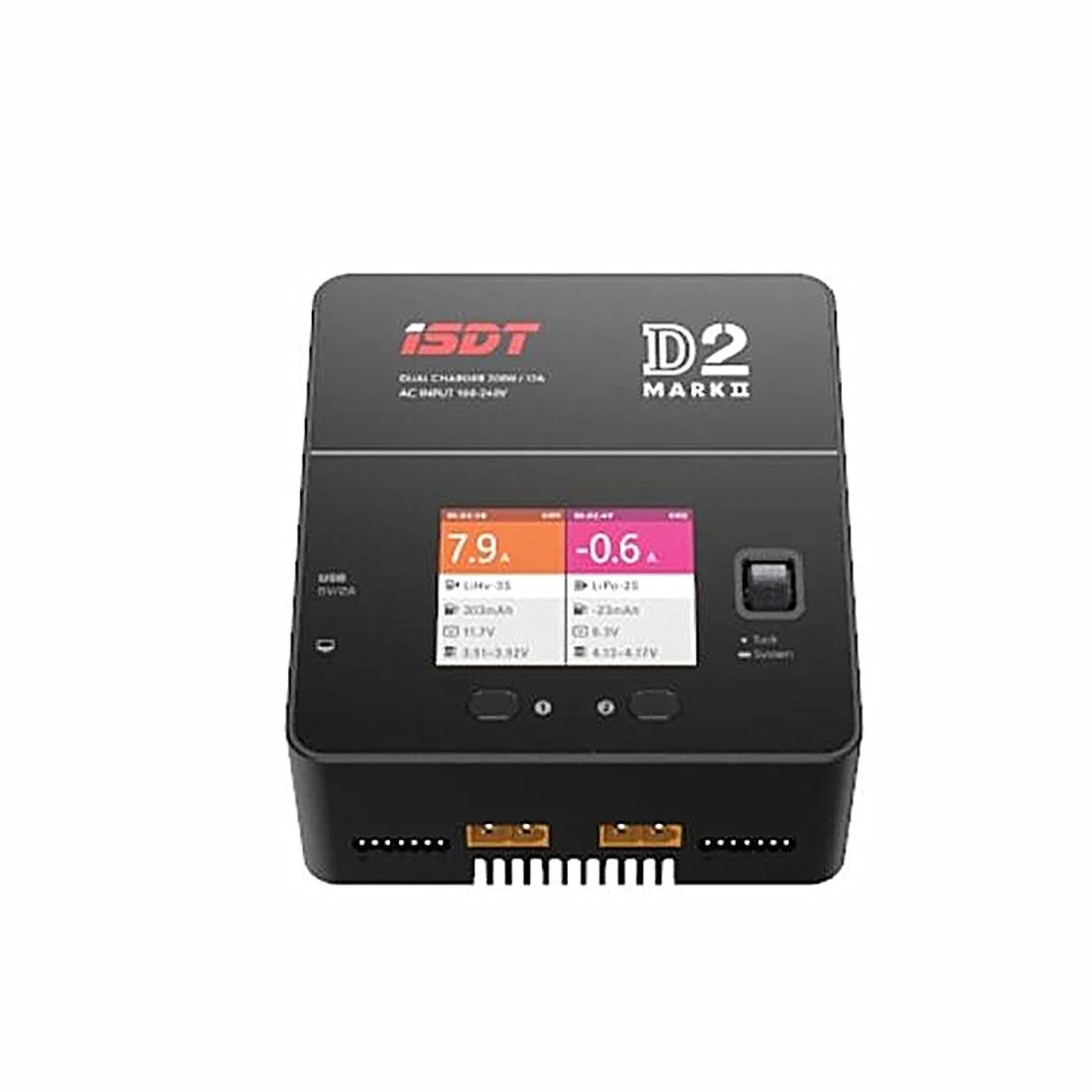 ISDT D2 MarkⅡ AC 200W 12A 2-6S Dual Channel Battery Balance Charger For Lilon LiPo LiHV NiMH Battery RC Models
ISDT D2 MarkⅡ AC 200W 12A 2-6S Dual Channel Battery Balance Charger For Lilon LiPo LiHV NiMH Battery RC Models