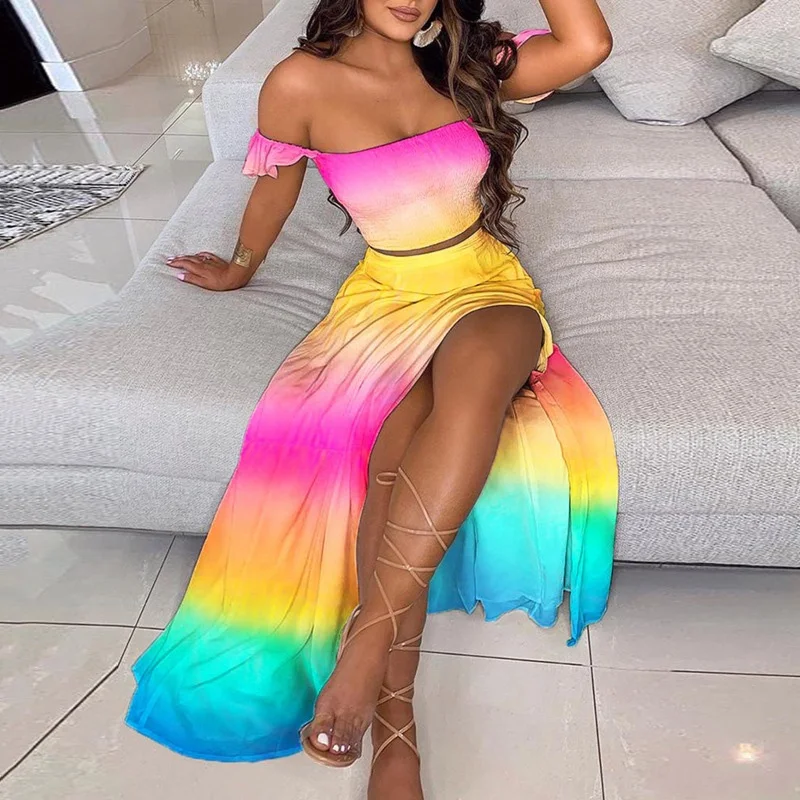 2021 Fashion Vintage Floral Print Two Piece Set Women Elegant Sexy Off Shoulder Tops And Split Long Dress Suit Summer Casual Set
2021 Fashion Vintage Floral Print Two Piece Set Women Elegant Sexy Off Shoulder Tops And Split Long Dress Suit Summer Casual Set