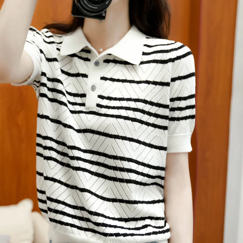 Fashion Women Tops Summer Casual Strip Square Collar Short Sleeve Female Pullover Knitwear Office Lady Elegant Chic Sweater Tees
Fashion Women Tops Summer Casual Strip Square Collar Short Sleeve Female Pullover Knitwear Office Lady Elegant Chic Sweater Tees