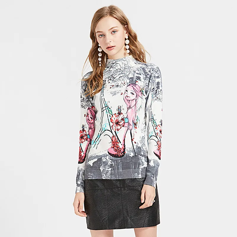 Spring Autumn Print Half Turtleneck Women Pullover Sweater Long Sleeve Loose Female Knitting Jumper Sweater Slim Ladies Sweater
Spring Autumn Print Half Turtleneck Women Pullover Sweater Long Sleeve Loose Female Knitting Jumper Sweater Slim Ladies Sweater