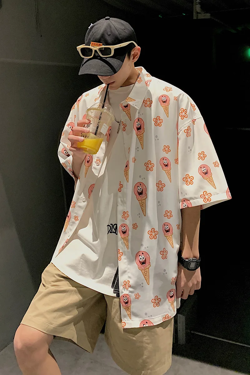 Ice cream shirt men's short sleeve design small majority summer shirt Korean fashion ruffian handsome loose inch jacket
Ice cream shirt men's short sleeve design small majority summer shirt Korean fashion ruffian handsome loose inch jacket