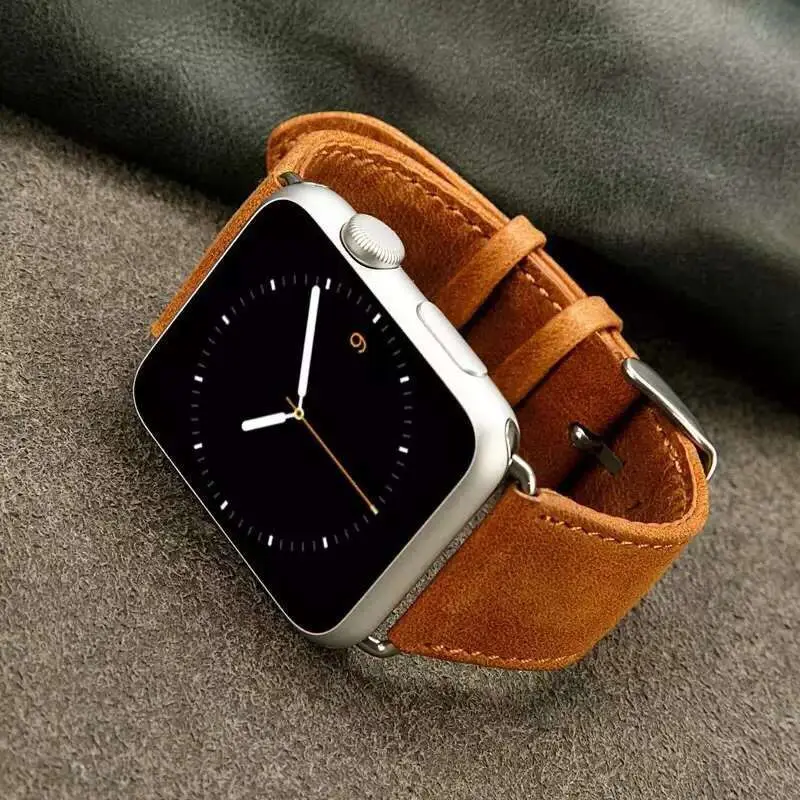 Ремешок из натуральной кожи для Apple Watch band кожаный браслет петля se 38 мм 40 44 серия