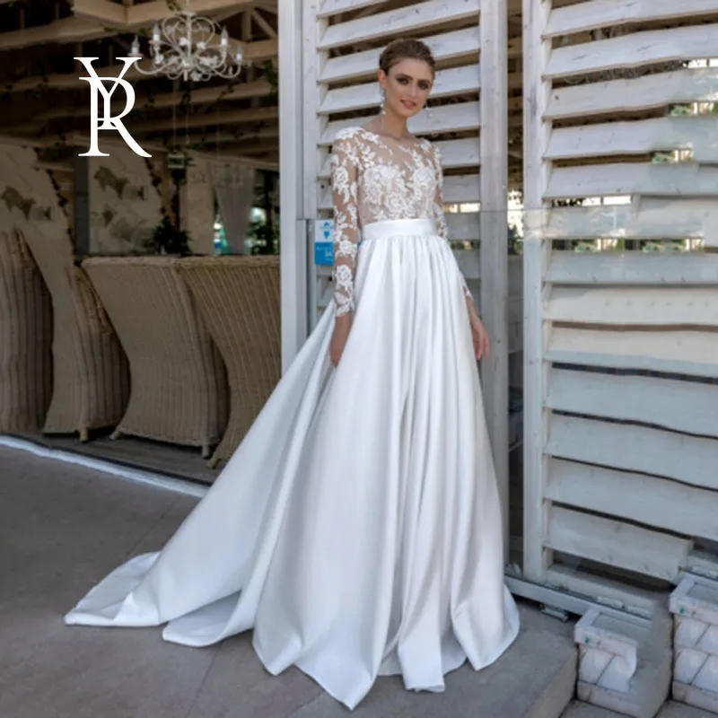 YILIBERE Lace Wedding Dress Short Sleeve O-Neck Plus Size Luxury Lace Appliques Tulle Cathedral Train Robe Fluffy skirt
YILIBERE Lace Wedding Dress Short Sleeve O-Neck Plus Size Luxury Lace Appliques Tulle Cathedral Train Robe Fluffy skirt