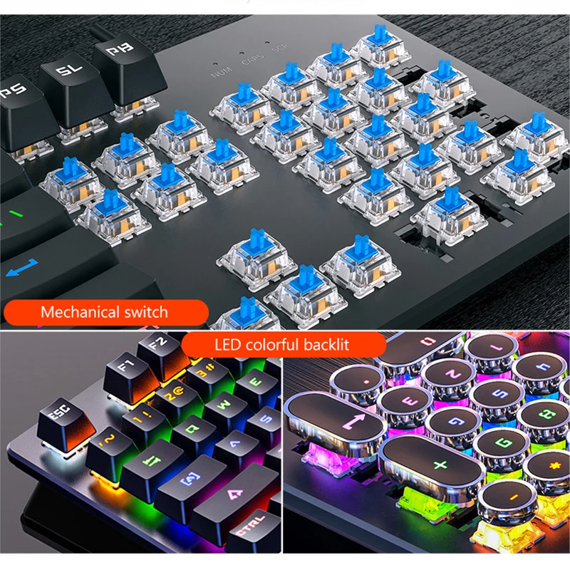 USB Wired Professional Gaming Mechanical Keyboard RGB LED Backlit Gaming Keyboard For PC Gamer Computer Mechanical Keyboard
USB Wired Professional Gaming Mechanical Keyboard RGB LED Backlit Gaming Keyboard For PC Gamer Computer Mechanical Keyboard