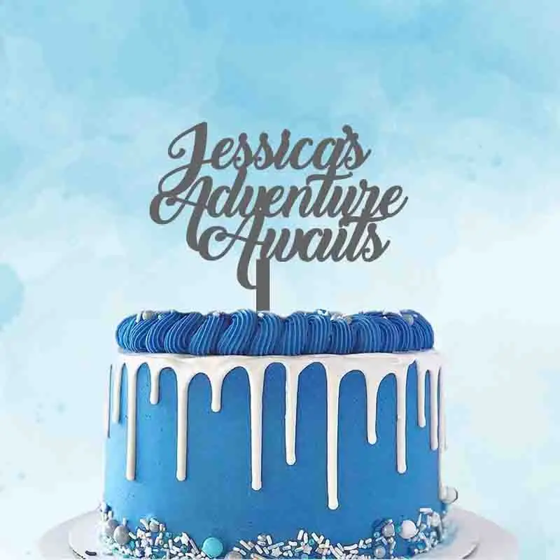 Personalized Graduation & Bachelor Cake Topper Custom Name Jessica's Adventure Awaits For Hen Party & Graduation Cake Decoration 
Personalized Graduation & Bachelor Cake Topper Custom Name Jessica's Adventure Awaits For Hen Party & Graduation Cake Decoration