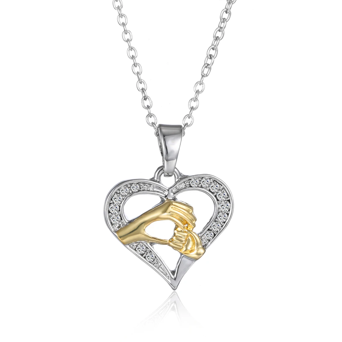 Rinhoo Holding Hands Peach Heart Pendant Necklace Rhinestone Silver Color Clavicle Chain Necklace Mother's Day Jewelry Gifts
Rinhoo Holding Hands Peach Heart Pendant Necklace Rhinestone Silver Color Clavicle Chain Necklace Mother's Day Jewelry Gifts
