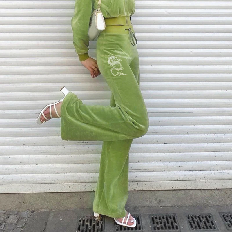 Harajuku Green Velvet Casual Baggy WideLeg Pants Women Dragon Diamond Vintage Fairy Aesthetic High Waist Sweatpants Y2K
Harajuku Green Velvet Casual Baggy WideLeg Pants Women Dragon Diamond Vintage Fairy Aesthetic High Waist Sweatpants Y2K
