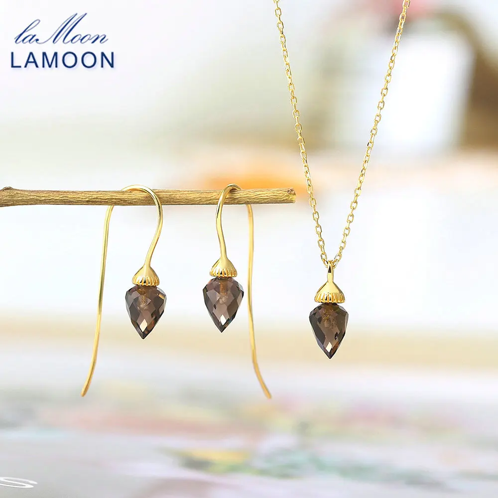 LAMOON S925 Silver Gemstone Jewelry Set For Women Cone Natural Smoky Quartz Mysterious 14K Gold Plated Fine Jewelry Korean V074
LAMOON S925 Silver Gemstone Jewelry Set For Women Cone Natural Smoky Quartz Mysterious 14K Gold Plated Fine Jewelry Korean V074